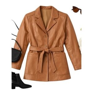 Skin Gear Buttery Soft Brown Leather Belted Jacket Vintage Womens Medium Jacket